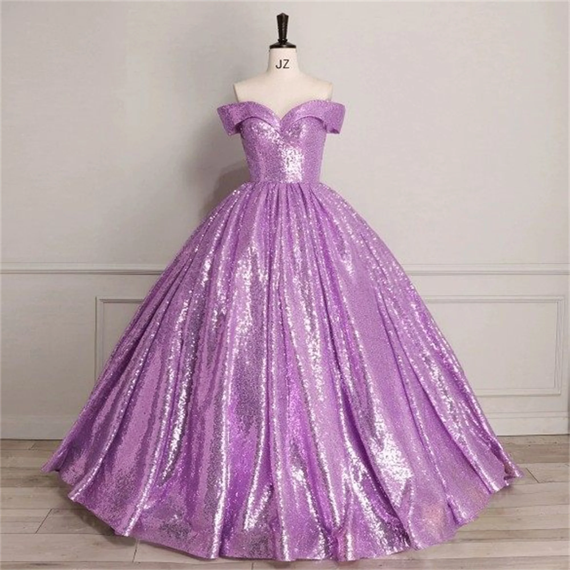 Sequins Prom Gowns Luxury Shining Formal Celebrity Prom Gowns 2026 Elegant Evening Dress Off the Shoulder A line Floor Length Pl
