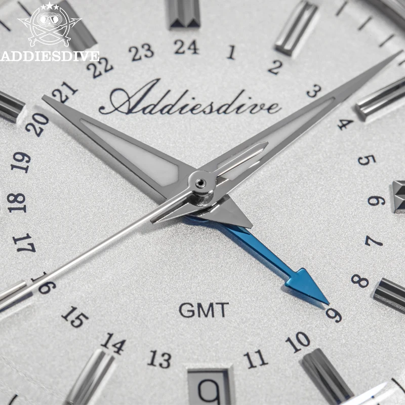 ADDIESDIVE AD2065 GMT Men's Watch Relogios Masculino Outdoor Stainless Steel Luminous Stainless Steel 100M Diving Quartz Watches