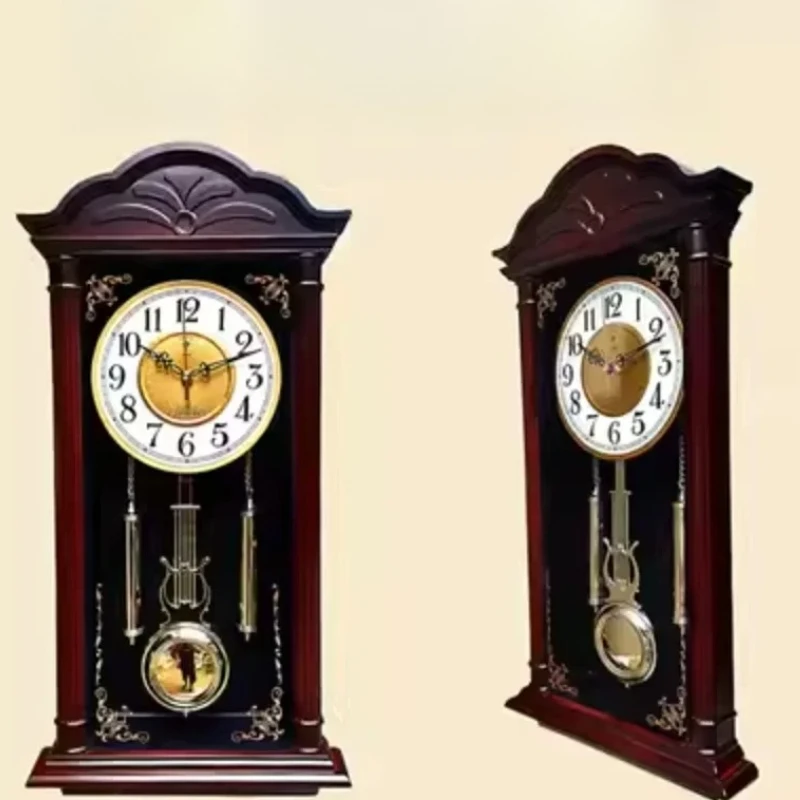 Large Pendulum Wall Clocks Living Room Luxury Wood Retro Silent Swing Wall Watches Vintage Clocks Relol Para Casa Wall Clock Hot