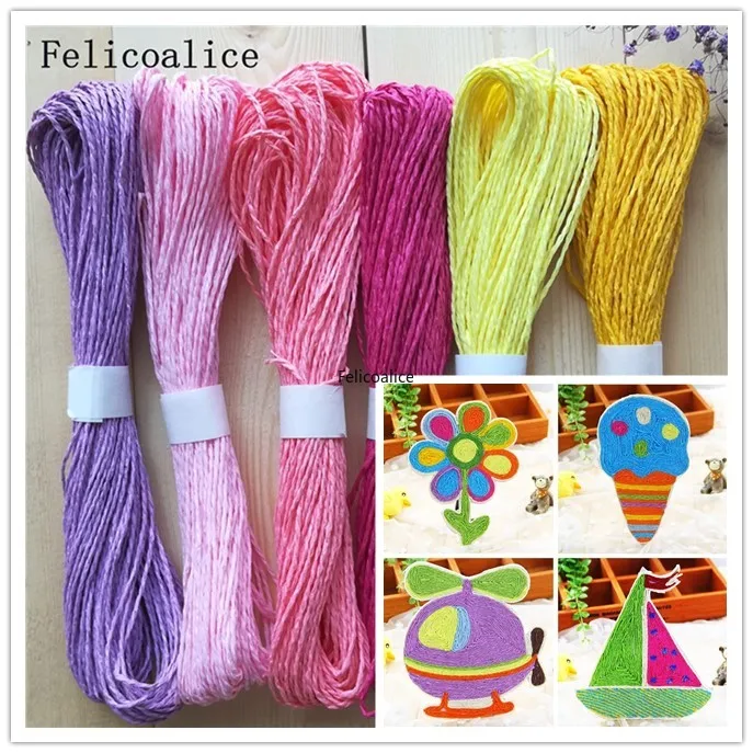 1pcs/lot 30M Rafi Grass Rope Double Piece Color Paper Rope Stickers Children DIY Hand-woven Kindergarten Art Materials