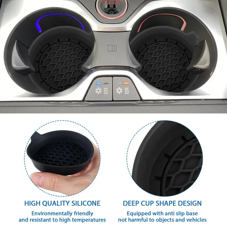 

2 pcs Black Car Auto Cup Holder Anti Slip Insert Coasters Pads Interior Accessories For Most Cups Accessories