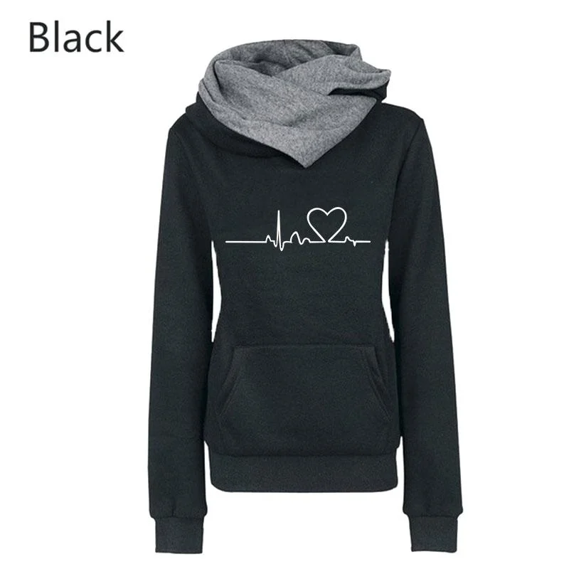 Fashion Women's Hoodie Lapel High-neck Long-sleeved Hooded Sweatshirt Casual Pullover