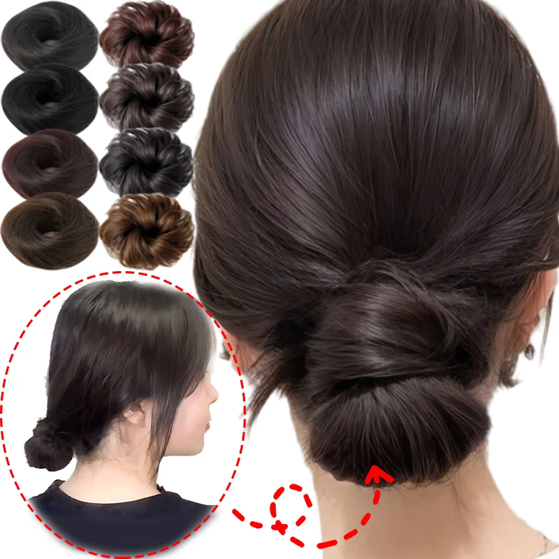 Fashion Synthetic Hair Bun Curly Colorful Hair Messy Bun Scrunchies Updo Hair Bands Elastic Band Hairpieces Women Volume Fringe