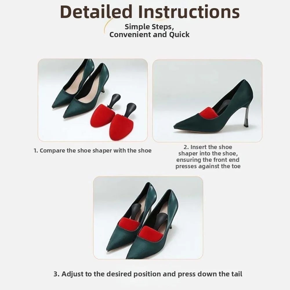 1 Pair Flocking Surface Shoe Trees Anti Wrinkle PU Foam Shoe Shapers Plastic Handle Soft Texture Crease Protectors Daily Storage