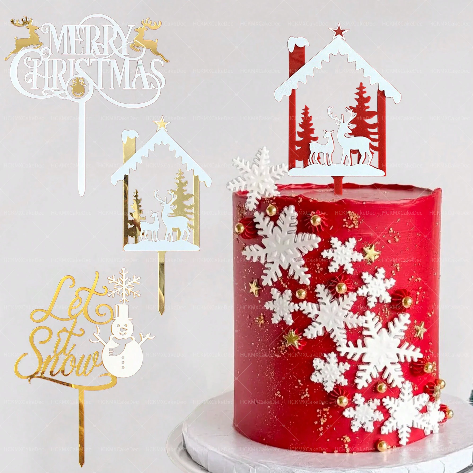 3 Stück Weihnachtstorte Topper Cartoon Frohe Weihnachten Schneemann Elch Thema Backen Party Kuchen Dekorationen
