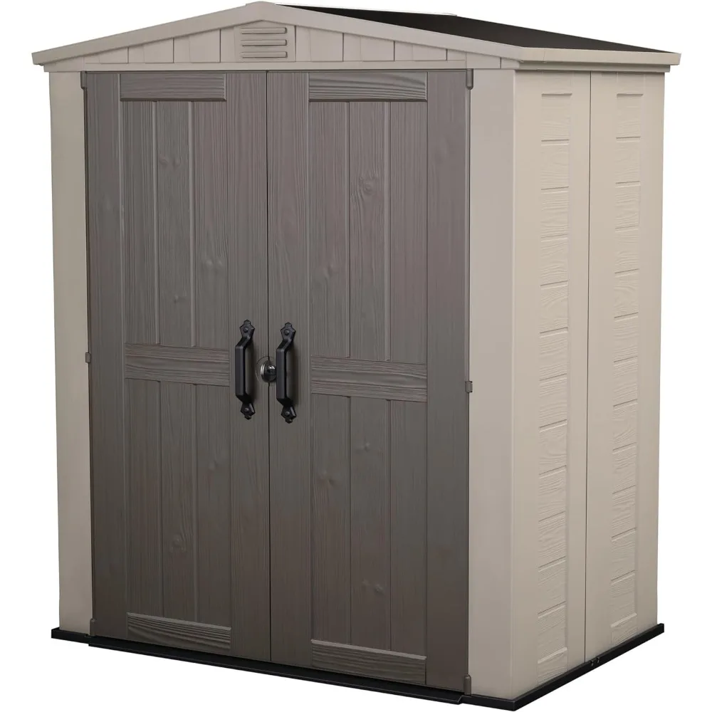 

Factor 6x3 Outdoor Storage Shed Kit-Perfect to Store Patio Furniture, Garden Tools Bike Accessories, Taupe & Brown