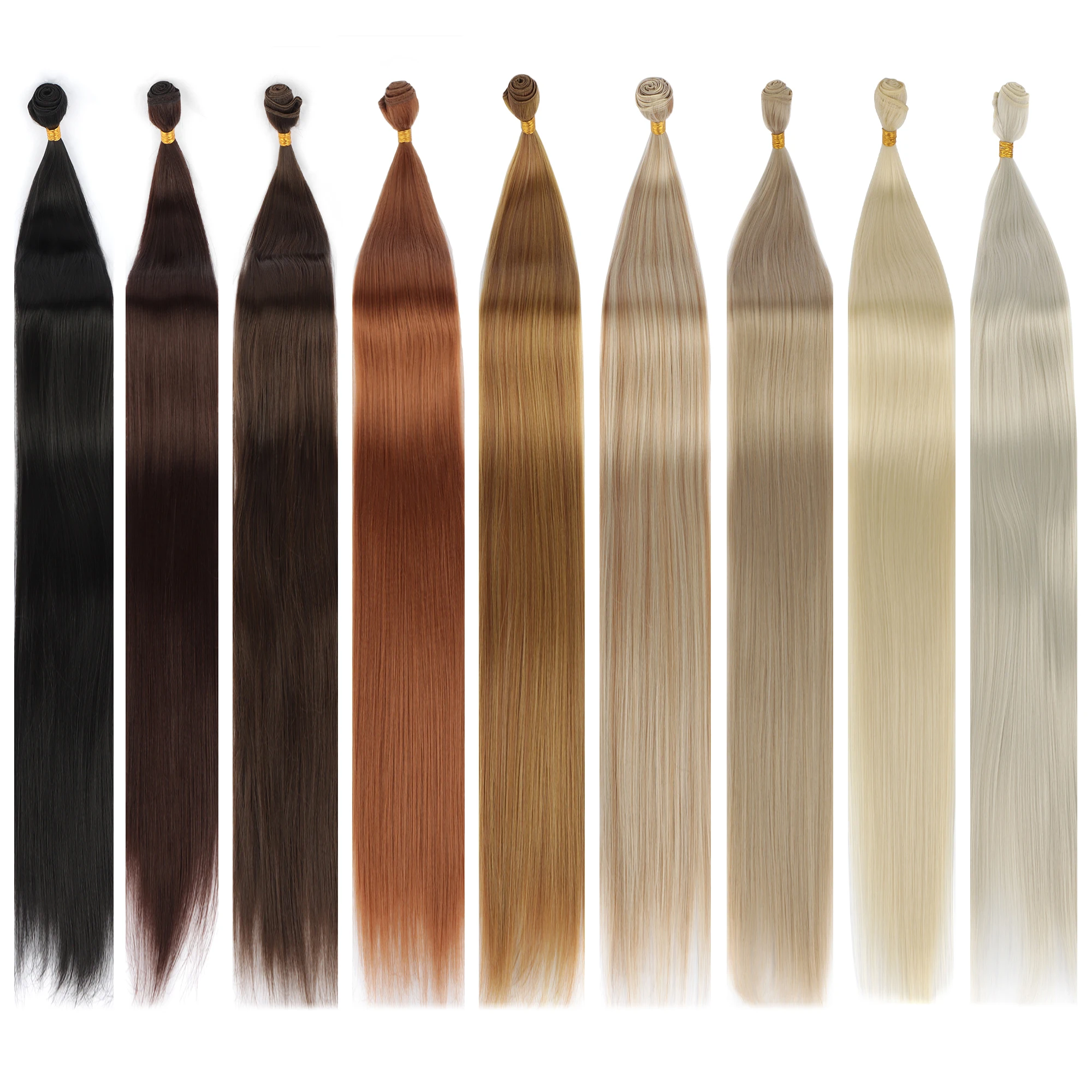 AHVAST, mechones de pelo sintético con trama de pelo liso y hueso, pelo de salón completo hasta el extremo, extensión de cabello doble ahumado