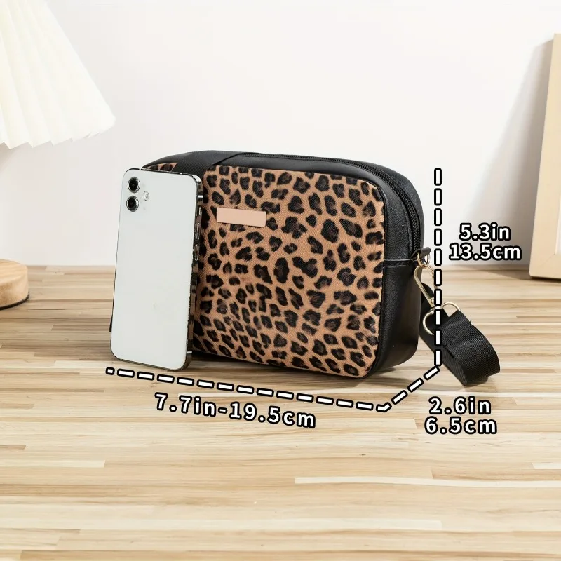 Leopard Print Crossbody Bag for Women, Fashion Casual Shoulder Bag, Lightweight Purse, Versatile for Office, Daily, Going Out image 2