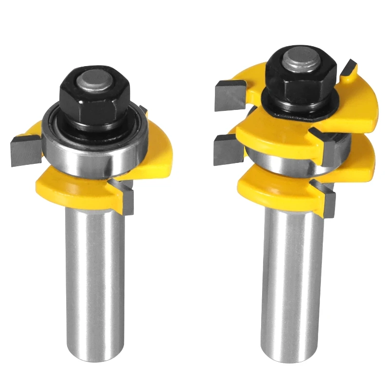 YUSUN 2PCS 6/8/12/6.35/12.7MM Shank 35MM T&G ASSEMBLY Cutter Router Bit  Woodworking Milling Cutter For Wood Face Mill