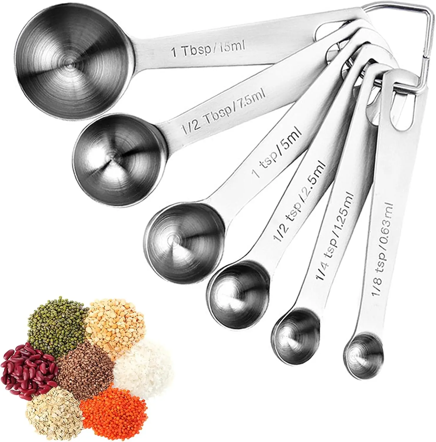6Pcs Food Grade Stainless Steel Measuring Spoons Set Precise Measurement for Sugar Coffee Spice Baking Kitchen Tools Accessories