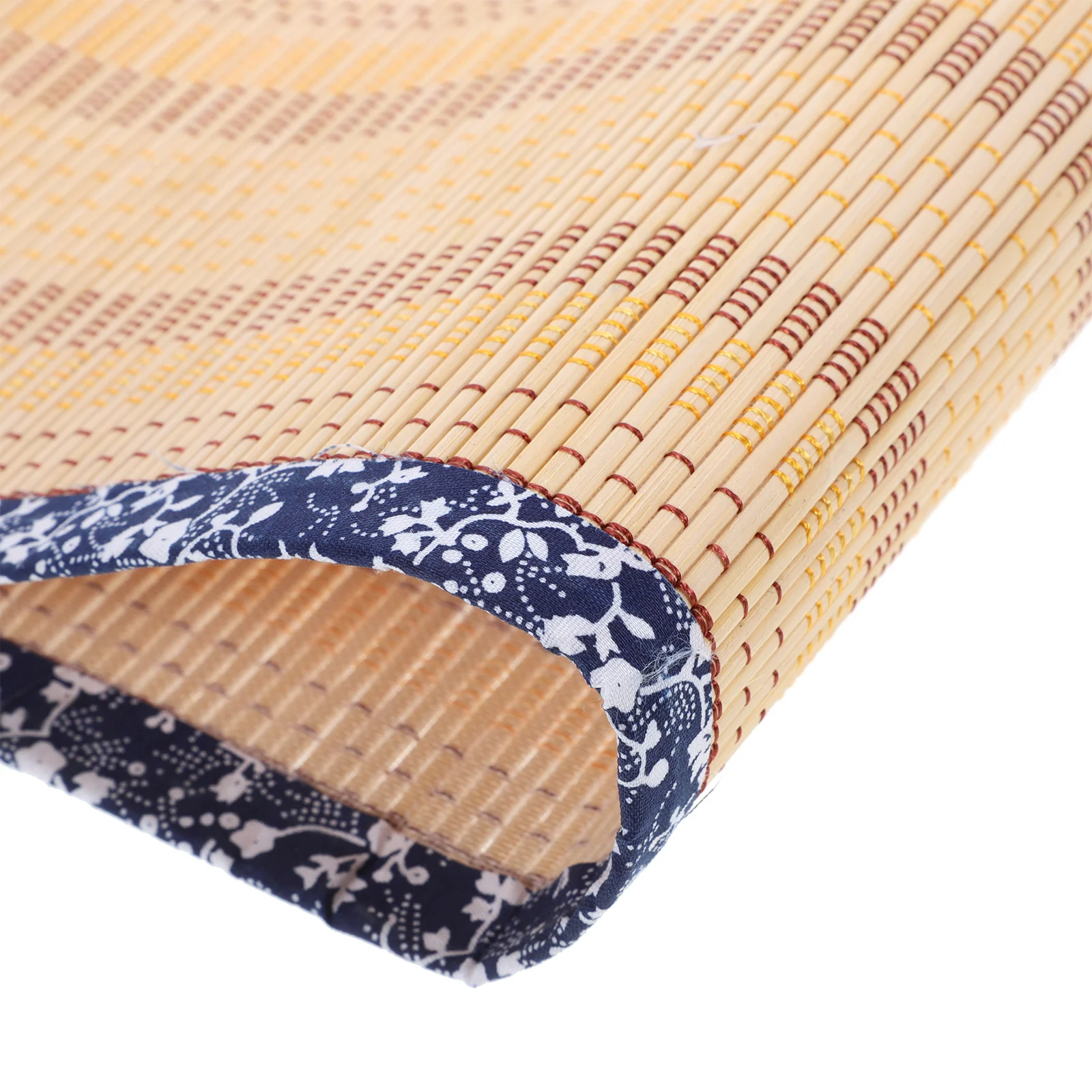 Handmade DIY Bamboo Fan Wall Hanging Decor Blue Floral Edging Sustainable Sushi Mat Boho Wall Hanging Bedroom Decor