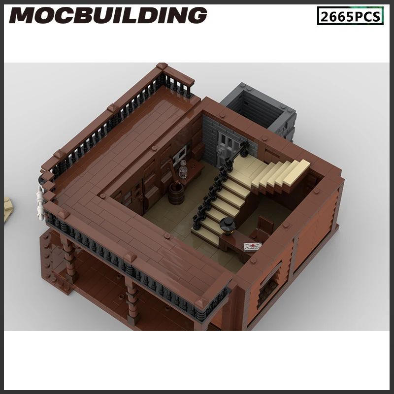 Western Style Landscape MOC Building Blocks Sheriff's House DIY Bricks Assemble Collection Display Toys Present Christmas Gifts