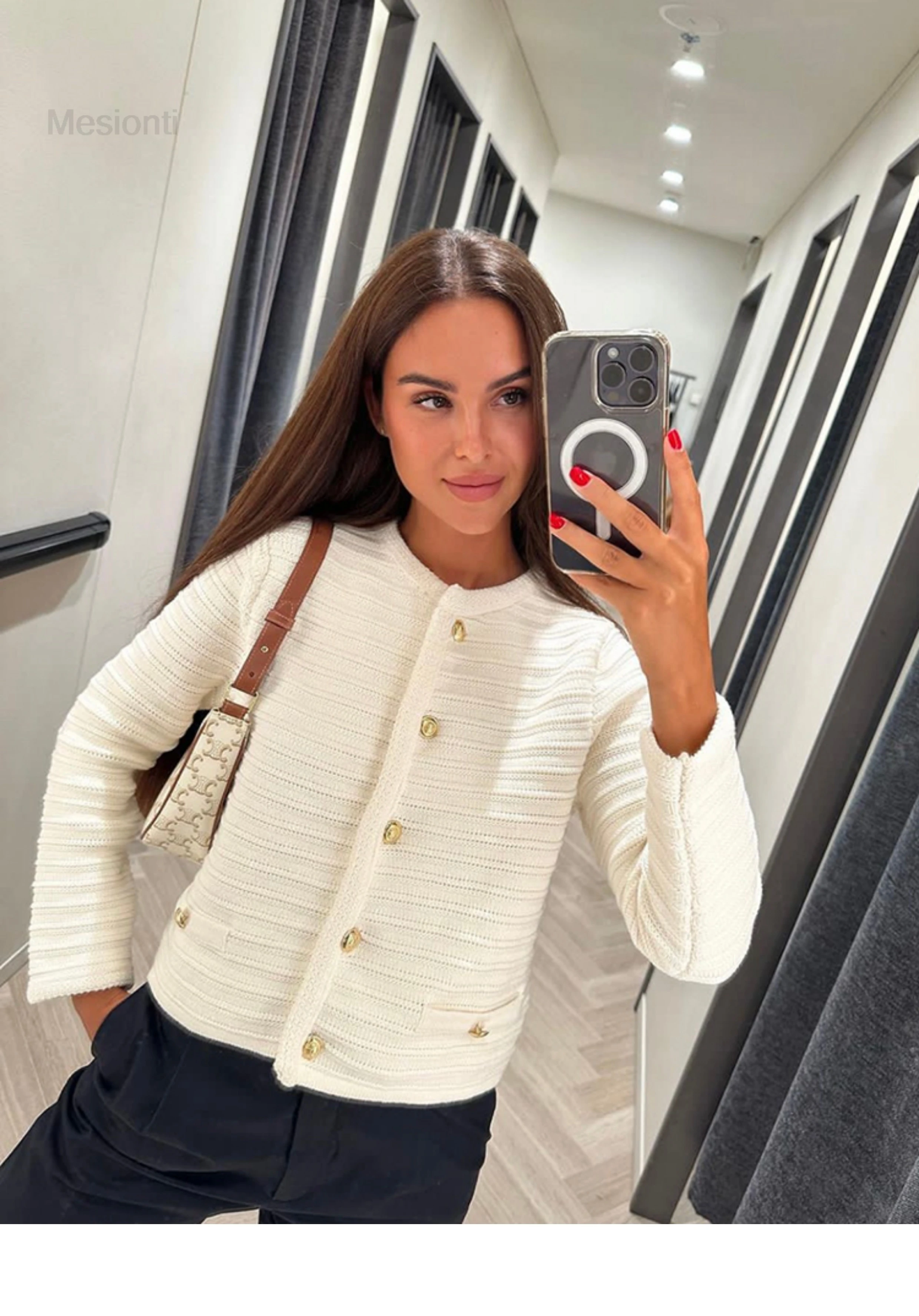 MD 2024 women\'s cardigan new style of Small fragrance button design texture knitted cardigan short jacket kardigan damskie