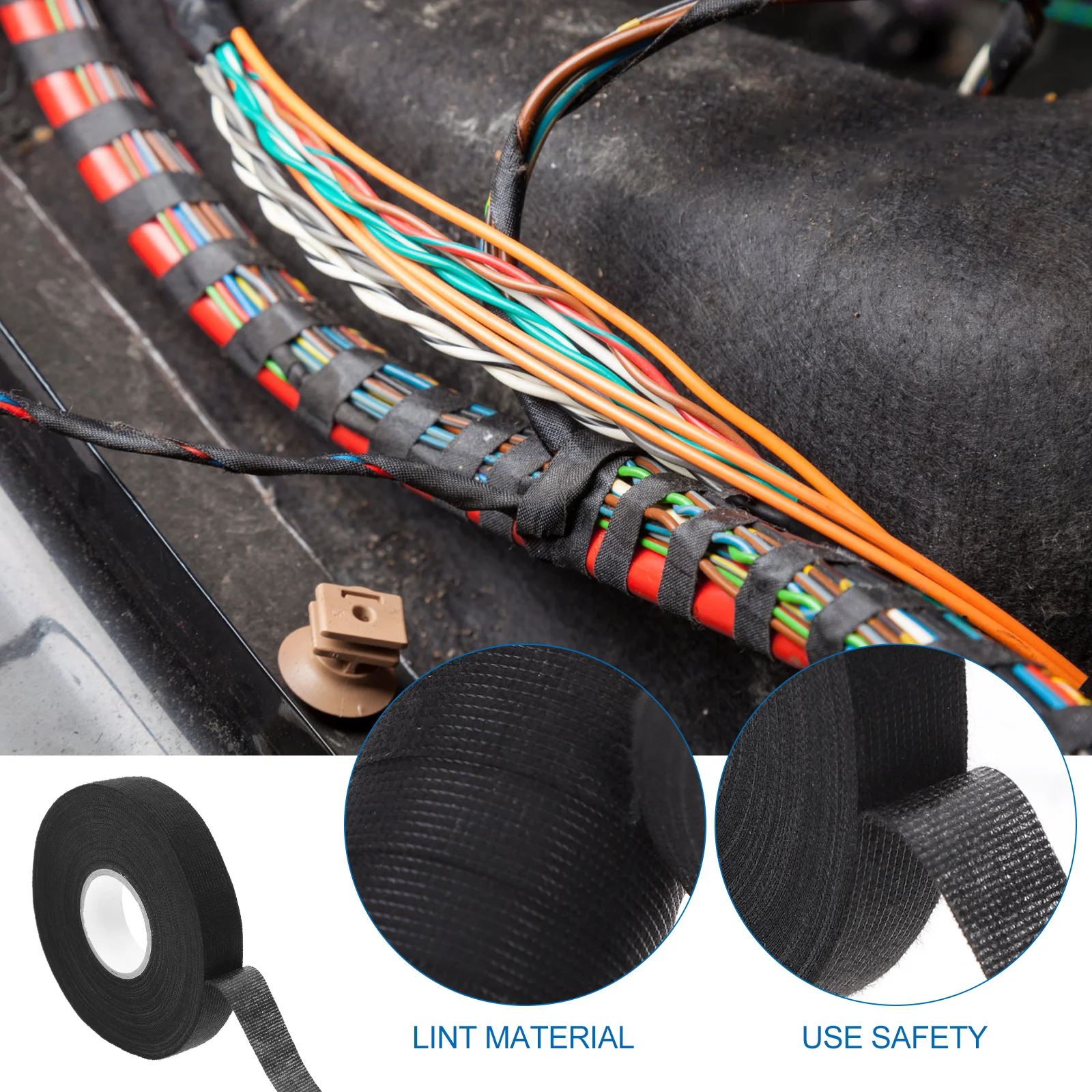 

3 Rolls Wire Harness Tape Cloth for Automotive Flannel Loom