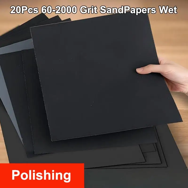 

20Pcs Wet Dry Sandpaper 60 180 240 360 1000 1500 2000 Grit Abrasive Sanding Sheets For Wood Metal Ceramic Tile Polishing Grindin