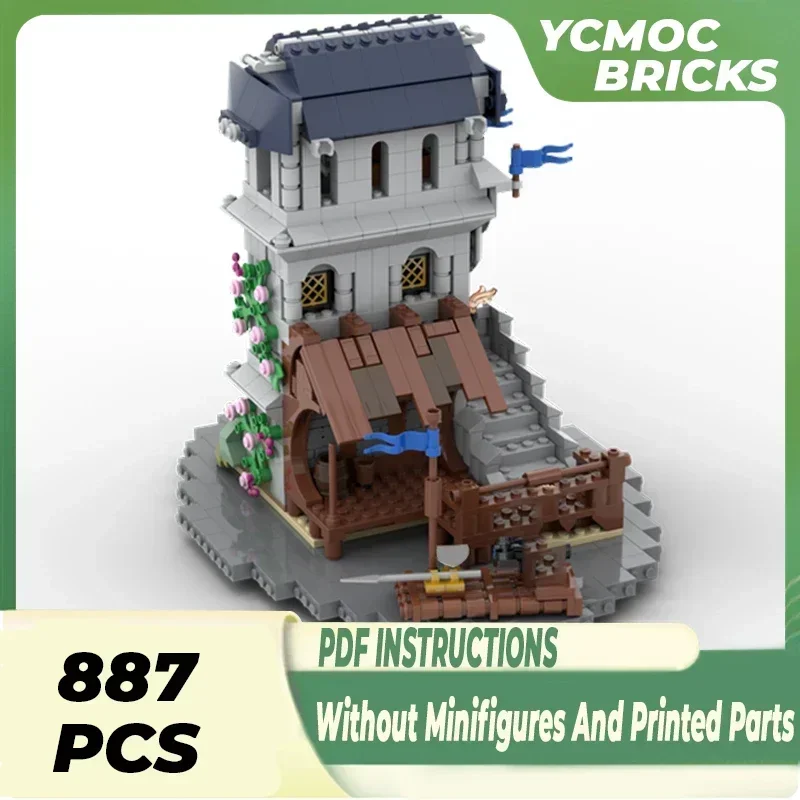 ปราสาทยุคกลางรุ่น Moc อาคารอิฐสีดํา Falcon Lake Outpost เทคโนโลยีบล็อกของขวัญของเล่นคริสต์มาส DIY ชุดประกอบ