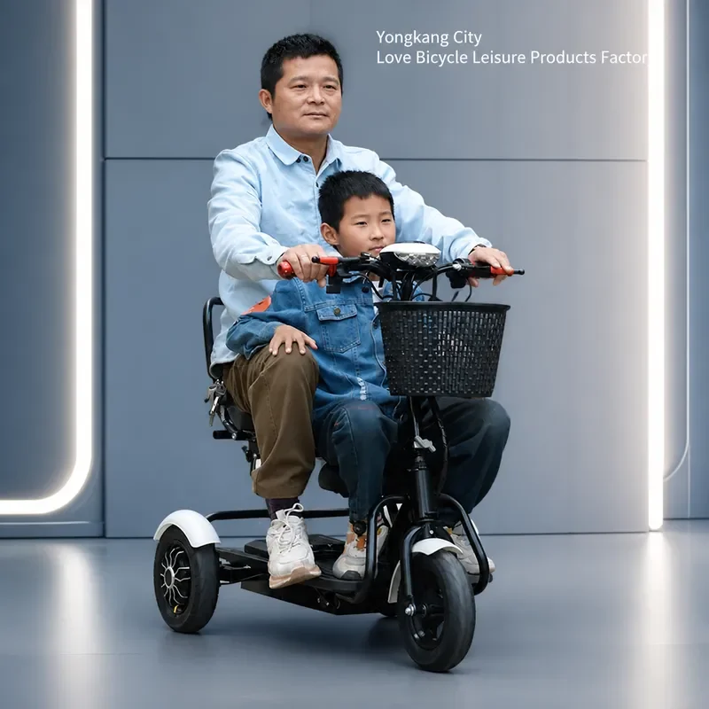 Folding Electric Tricycle for Elderly and Disabled Small Leisure Three Wheeled Scooter Household Parent Child Bike