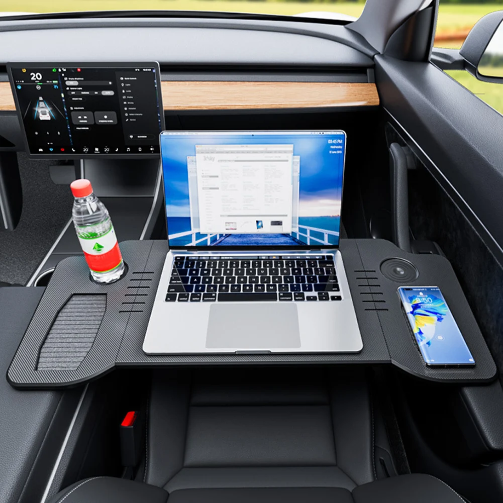 For Tesla Model 3 Y Portable Food Tray Desk Folding Laptop Desk Steering Wheel Tray Eating Table for Travel Remote Work Camping