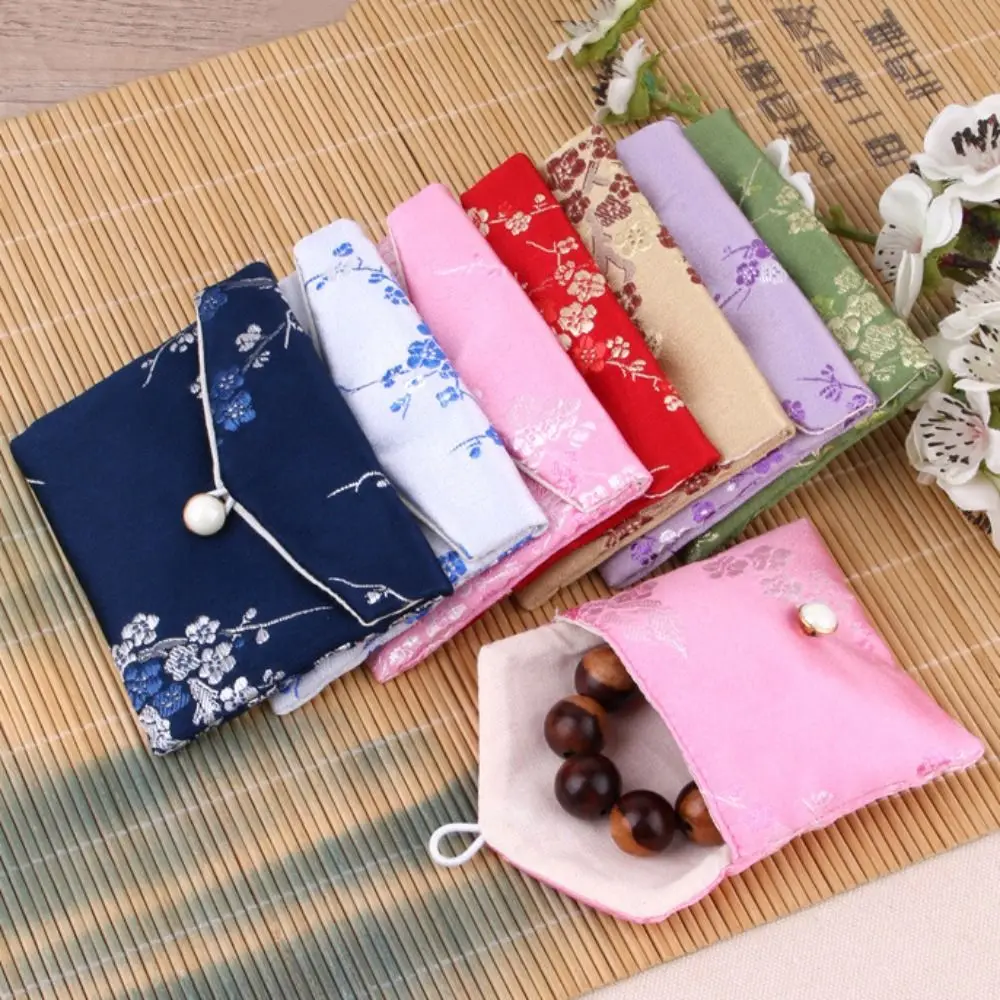 

Smooth Satin Jewelery Bag Embroidered Floral Wallet Bracelace Bag Purse Coin Purse Birthday