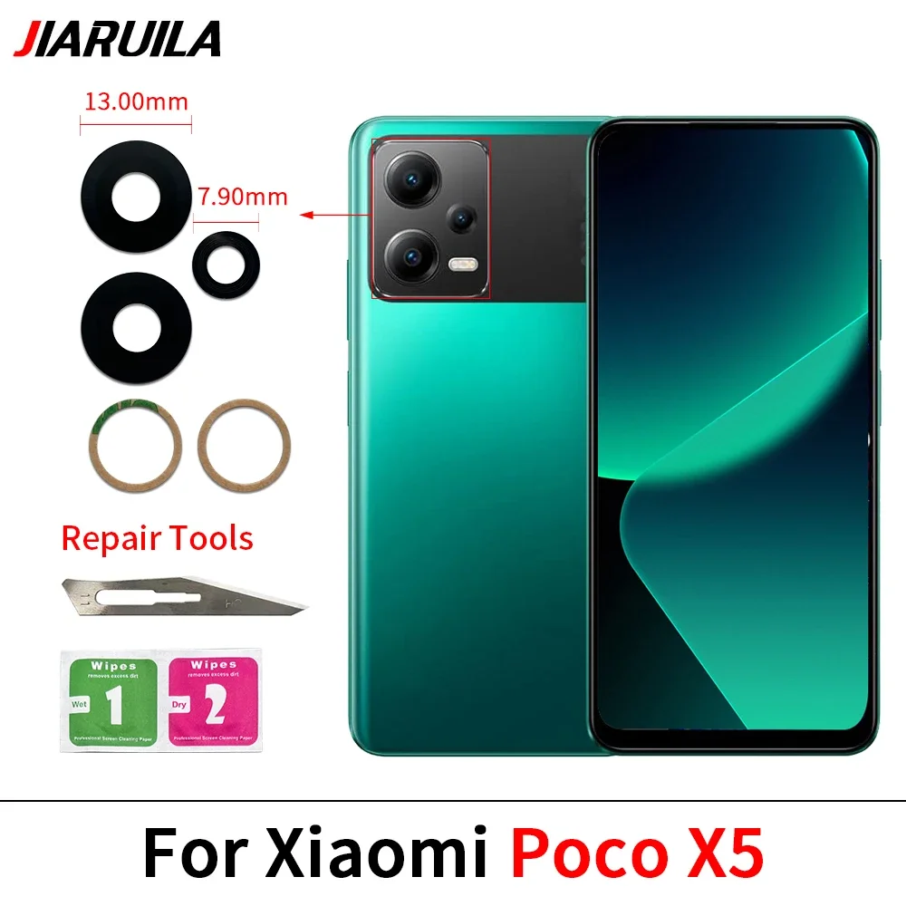 Back Camera Lens For Xiaomi Poco F6 M6 5G M6 Pro X5 X6 Pro C40 F3 F4 X4 GT M4 M5S Camera Glass Lens With Adhesive