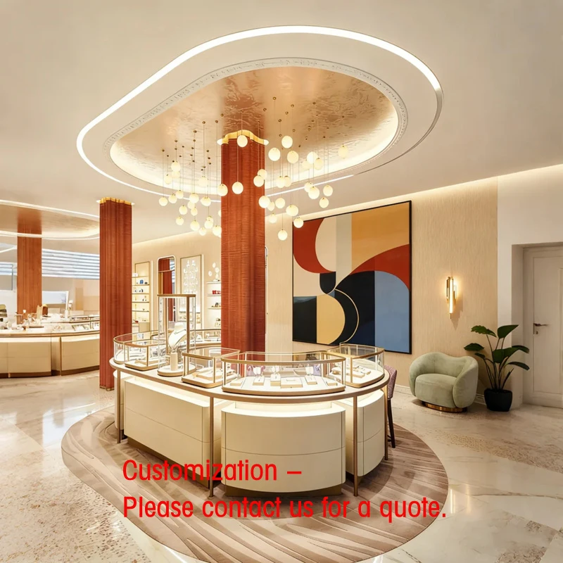 

custom.Modern Light Luxury High-End Jewelry Display Cases LED Lit Lacquer Ultra-Glass Champagne G