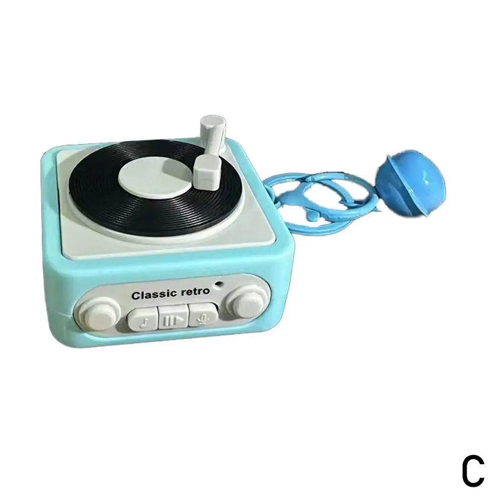 Record Player Recording Sound Keychain Phonograph Mini Ornament Recording Fun Decoration Desktop Music Cute Box M7G5