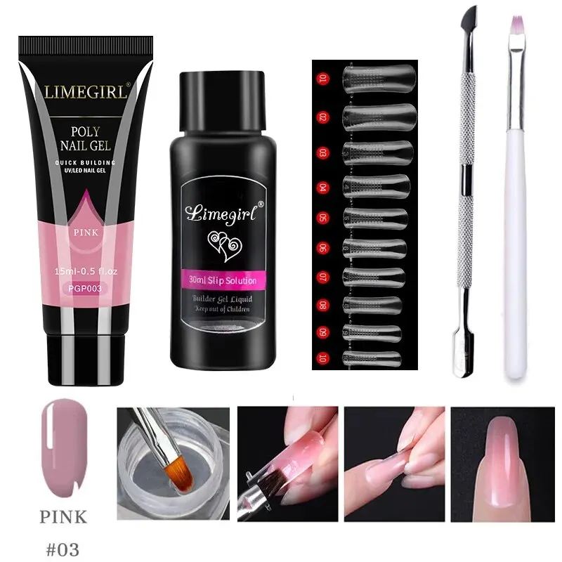 LIMEGIRL 15ml Nail Extension Gel Set Quick Extend Mold Nail Kit Gel Set For Manicure Tools Vernis Semi Permanent Set