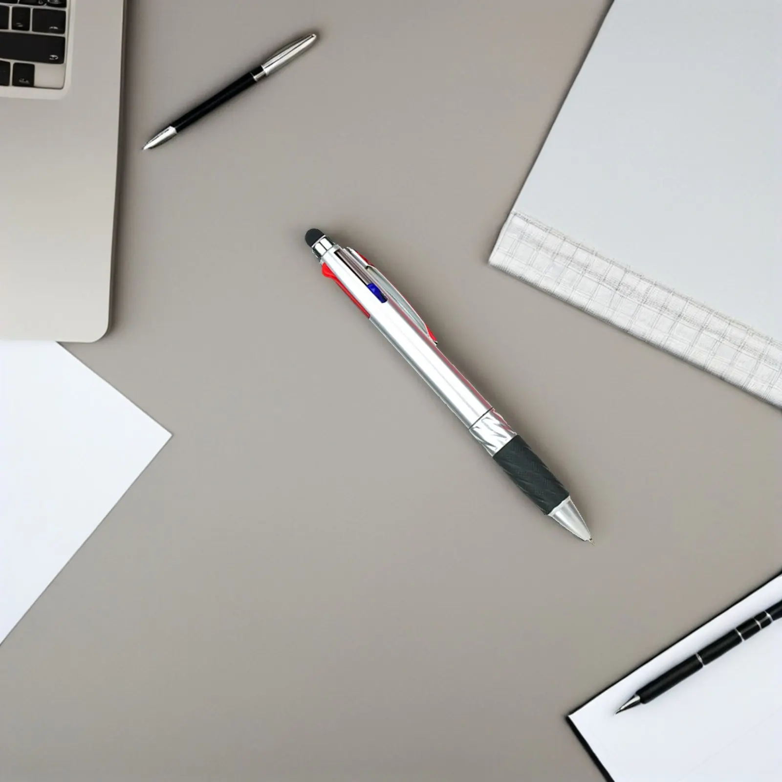 

4Pcs Portable Ballpoint Pens with Stylus 3-Color 07Mm Medium Comfortable Grip Smooth Writing Conference Meeting Office