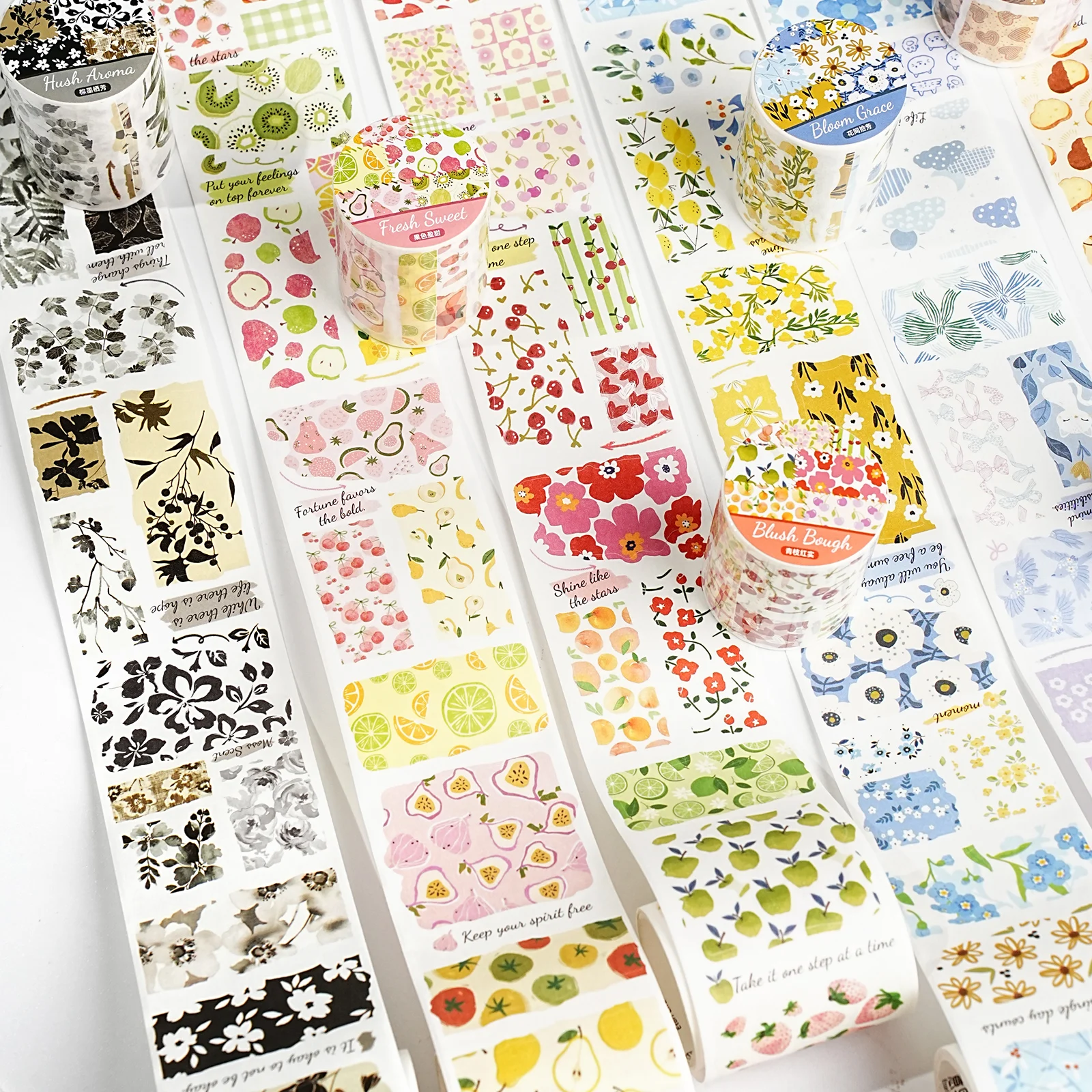 Etori Life Fresh Fruit and Floral Washi Tape 1 Roll Ins-Style Salt Series Decorative Tape for Journals DIY Collage Materials Suitable for Handmade Scrapbooking Supplies, Student Gift Bags, Water Bottles, Pencil Cases, DIY Crafts, Art Supplies, School Supplies, Decorative Stickers, Home Decoration, Birthday and Holiday Gifts, Very Perfect Stickers