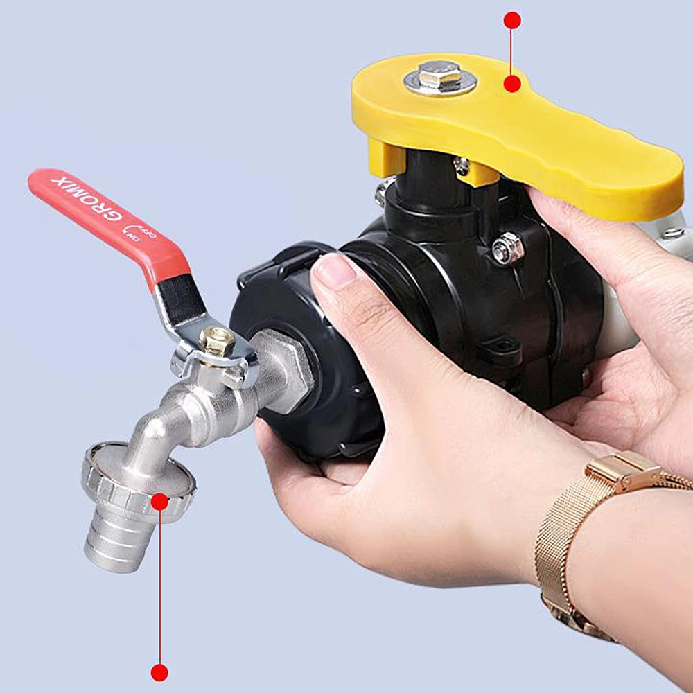 1PC Durable IBC Tank Tap Adapter S60*6 Coarse Thread to 1/2'' 3/4'' Connector Replacement Valve Garden Home Valve Fitting Faucet