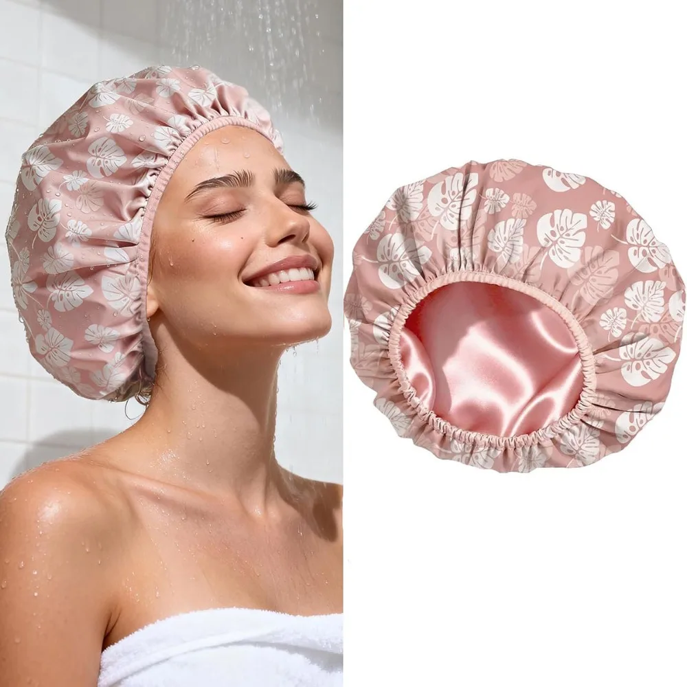 Reusable Satin - Lined Waterproof Shower Cap 1