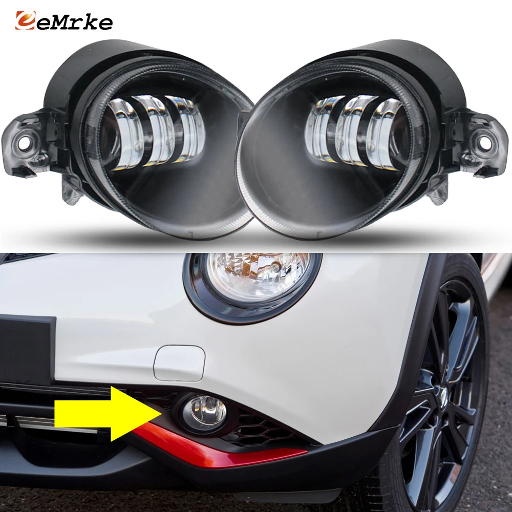 Upgrade 30W Led Fog Lights Assembly for Nissan Juke F15 Facelift 2015 '16 '17 '18 2019 with Lens 12V DRL H11 PTF Car Fog Lamp