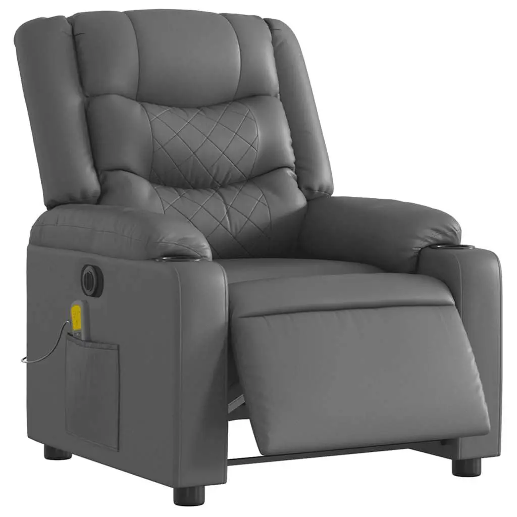 Electric Massage Recliner Chair, Power Reclining Armchair with 6 Vibration Massage Points, Faux Leather Living Room