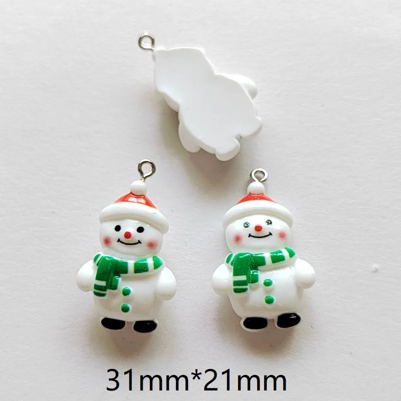 10PCS Christmas Themed Kawaii Gift Jacket Snowman Candle Bag DIY Resin Necklace Pendant Earrings Bracelet Decorative Accessories