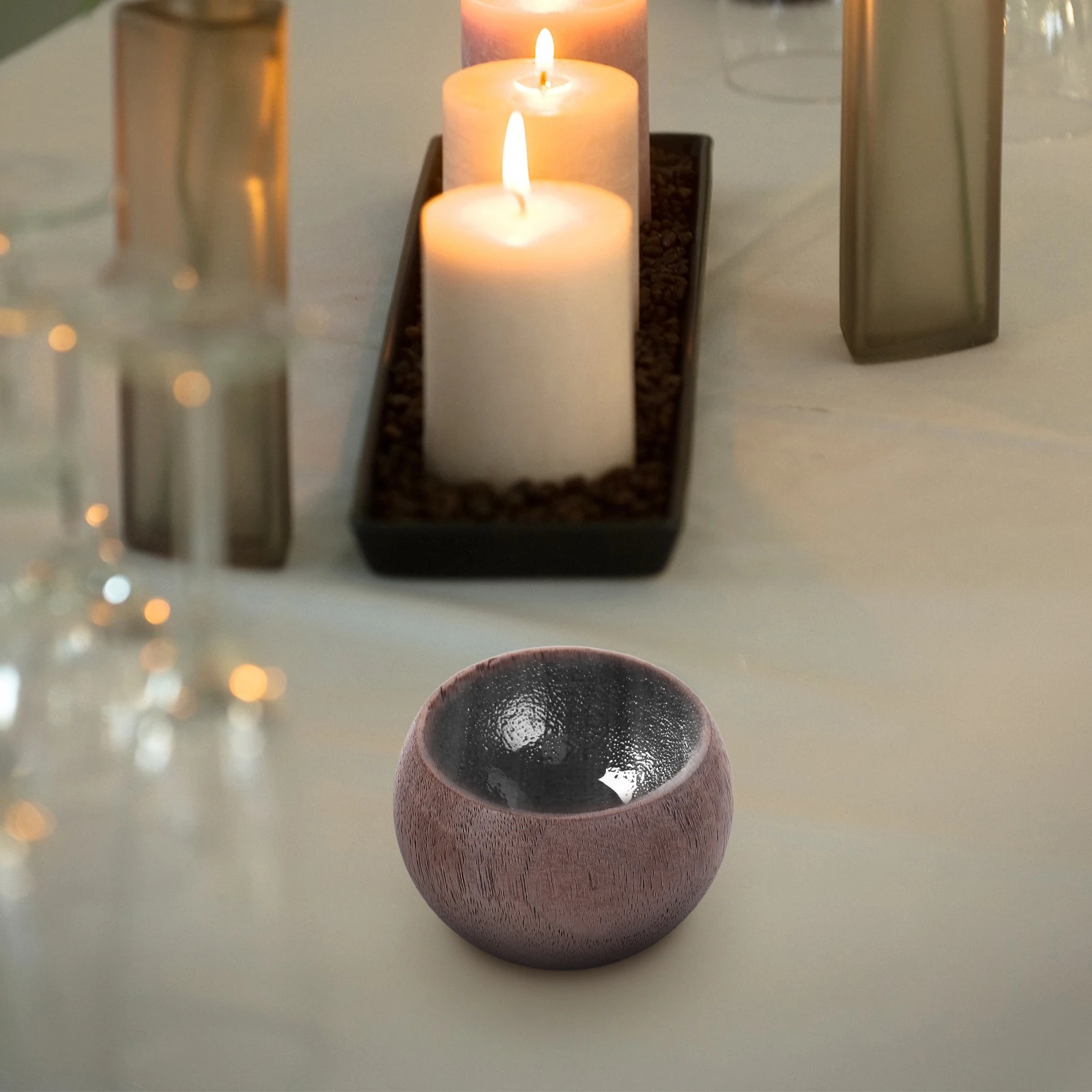 

Extend Incense Wood Dark Grey Walnut Home Office Perfume Decor Desktop Aroma Diffuser Wood Round Shape Long Lasting