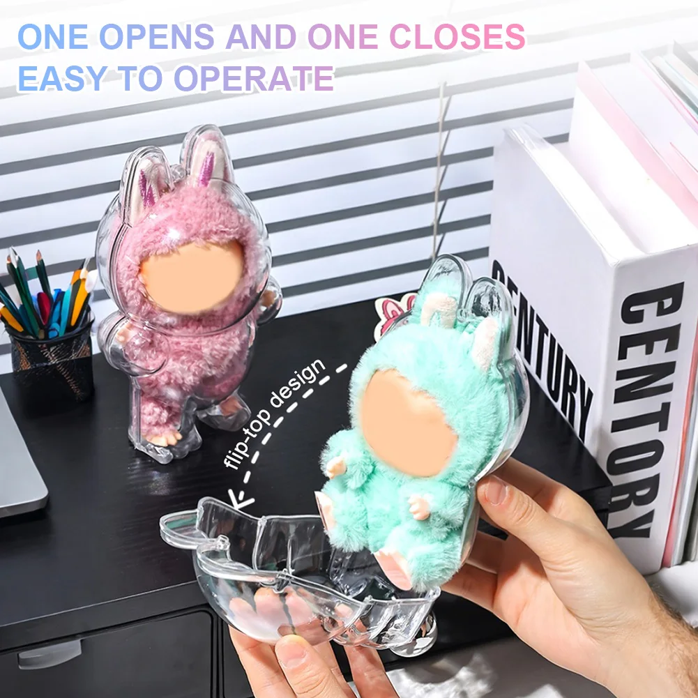 for Labubu V2 (Case Only) Transparent Protective Case Clear Figure Display Bag Plush Figure Dolls Clear Bag Dustproof Cover