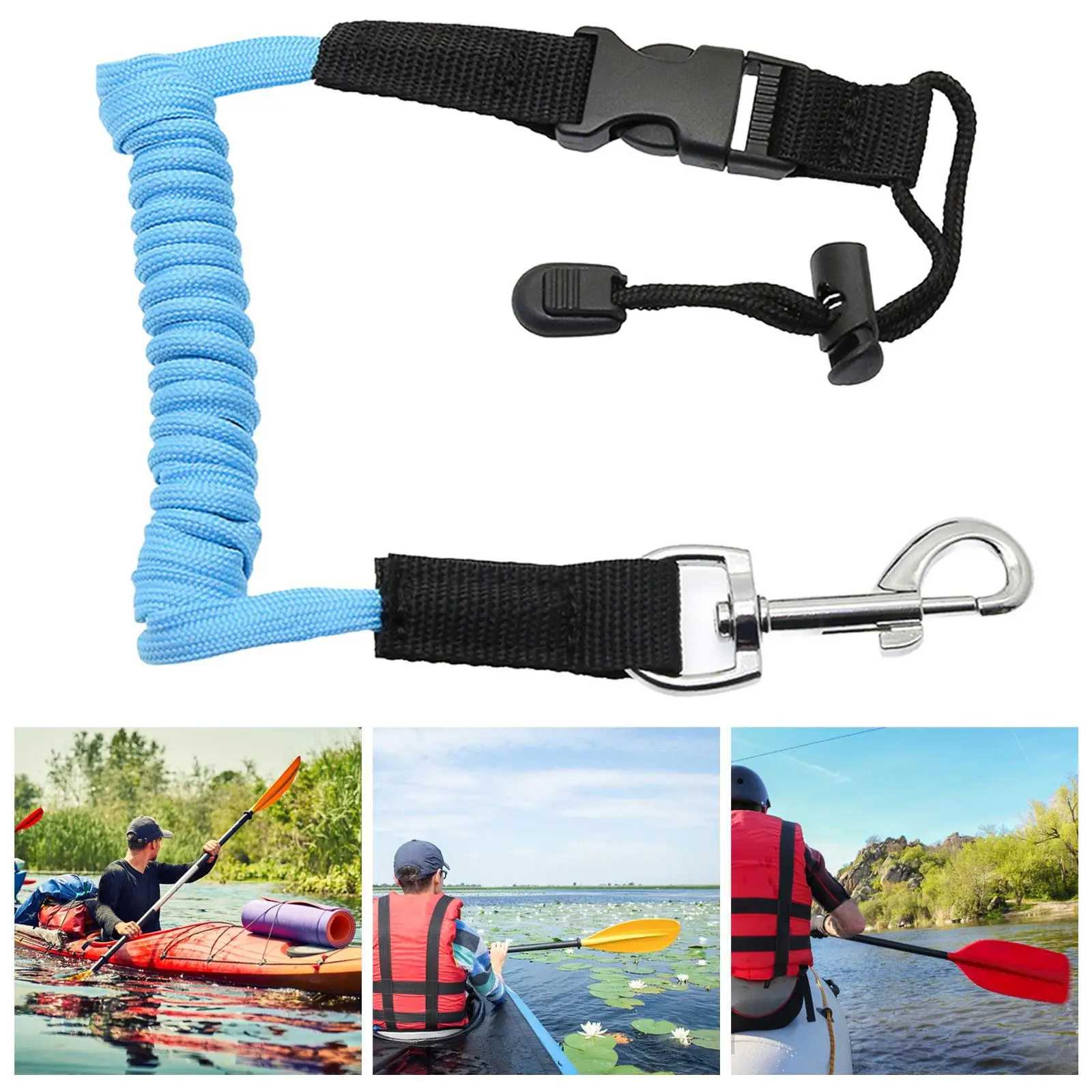 ملفوف كاياك مجداف حارس المقود مشبك معدني كليب حبل مرن لمجاديف الزورق وملحقات القوارب