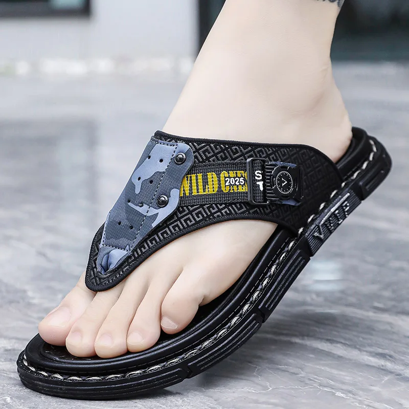 

Men's Slippers Summer Outdoor Casual Beach Shoes Vacation Indoor Sandals Soft Bottom Comfortable Fashion Non-slip Breathable