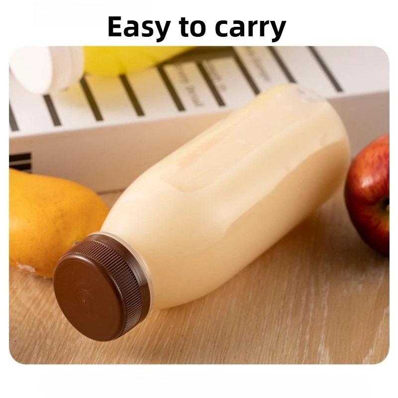 10/5PCS 200ML Transparent Small Plastic Milk Bottles Small Juice Bottles Leakproof Portable Beverage Refillable Bottles Mini