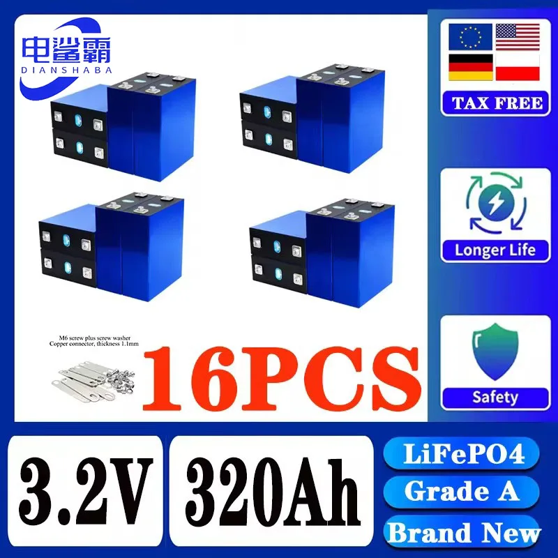 1/32PCS 3.2V 320Ah LiFePO4 Battery Lithium Iron Phosphate Batteri DIY RV EV Boats Golf Carts Home Energy Storag Cell Pack