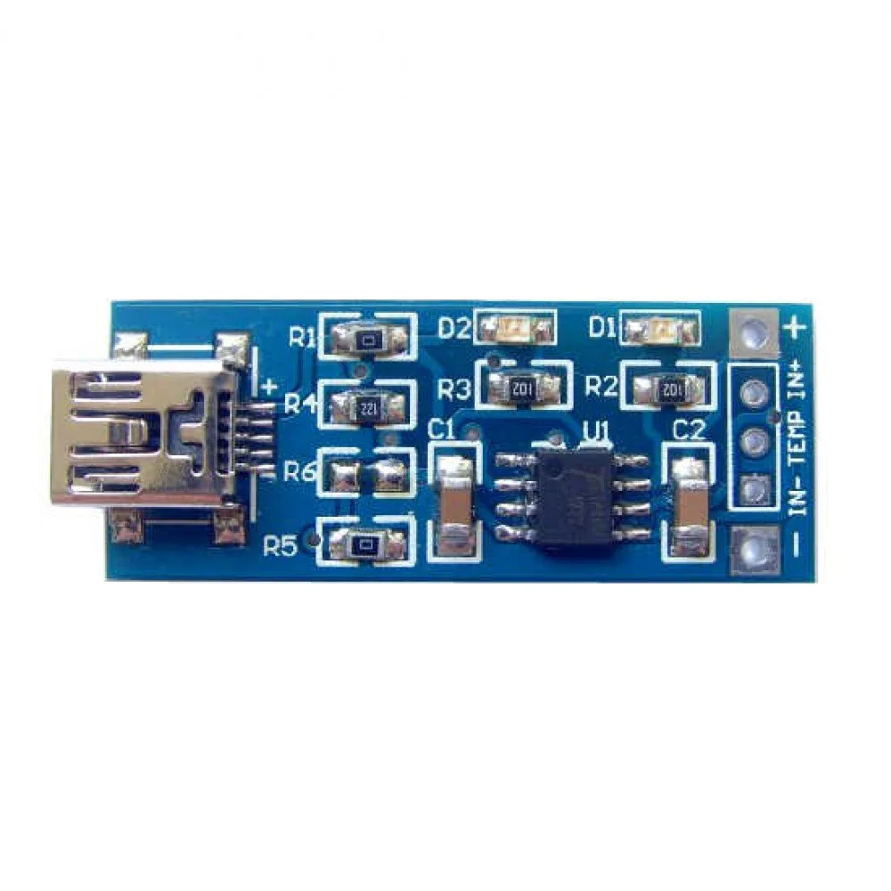 

TP4056 Lithium Battery Charging Board 4V-8V Mini USB Charging Port 1A Lithium Battery Charging Module with Charging Light