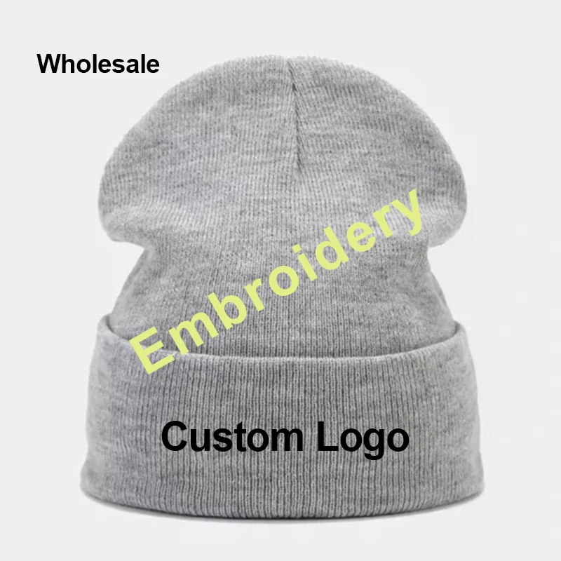 

wholesale 50pcs Acrylic beanie cap for adult Winter women men plain skullies Beanie hats Custom logo Knitted hats SKullies
