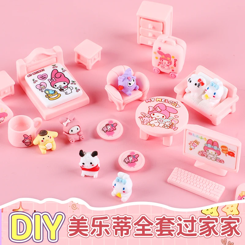 Carino Sanrio Cinnamoroll Kulomi Simulazione Mini Mobili Bambino Anime Casa da gioco Giocattolo Ornamenti Cartone animato Regalo di moda Nuovo My Melody