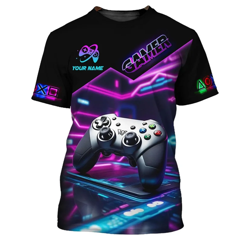 Colorful 3d Printed Game T Shirt For Men Kids Cool Crew Neck Short Sleeves Tees GamePad Graphic T-shirt Summer Loose T Shirts