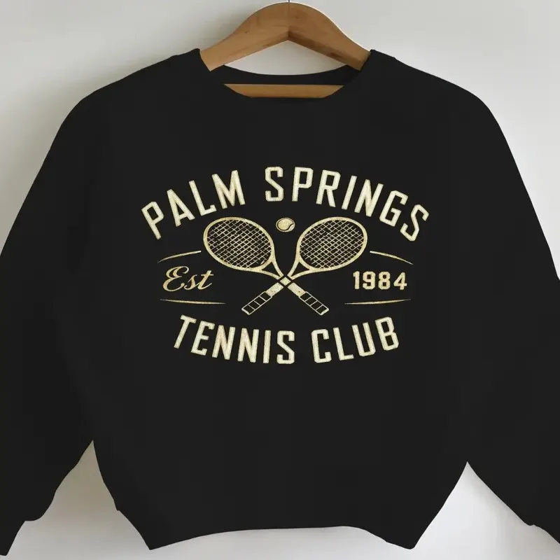 

Осень-зима, женский свитшот больших размеров, женская одежда больших размеров, женская одежда с пальмовыми источниками, теннисный клуб, графический Y2k, дышащая мягкая теплая ткань