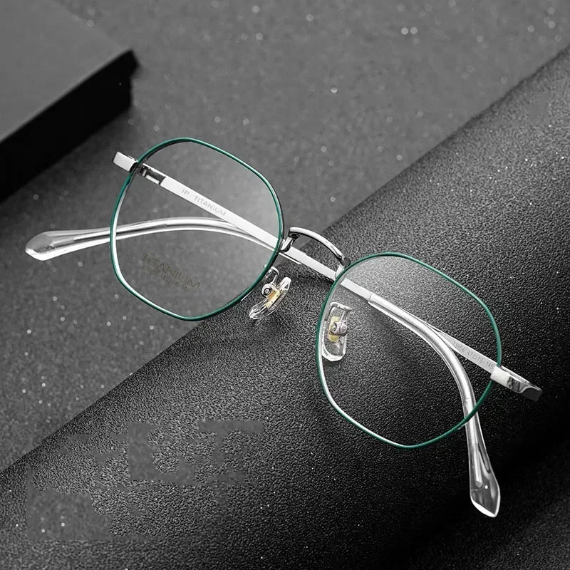 

Unisex round Titanium Optical Frame with Spring Hinges Full Rim Myopia Hyperopia Spectacles for Nearsighted Custom Lenses
