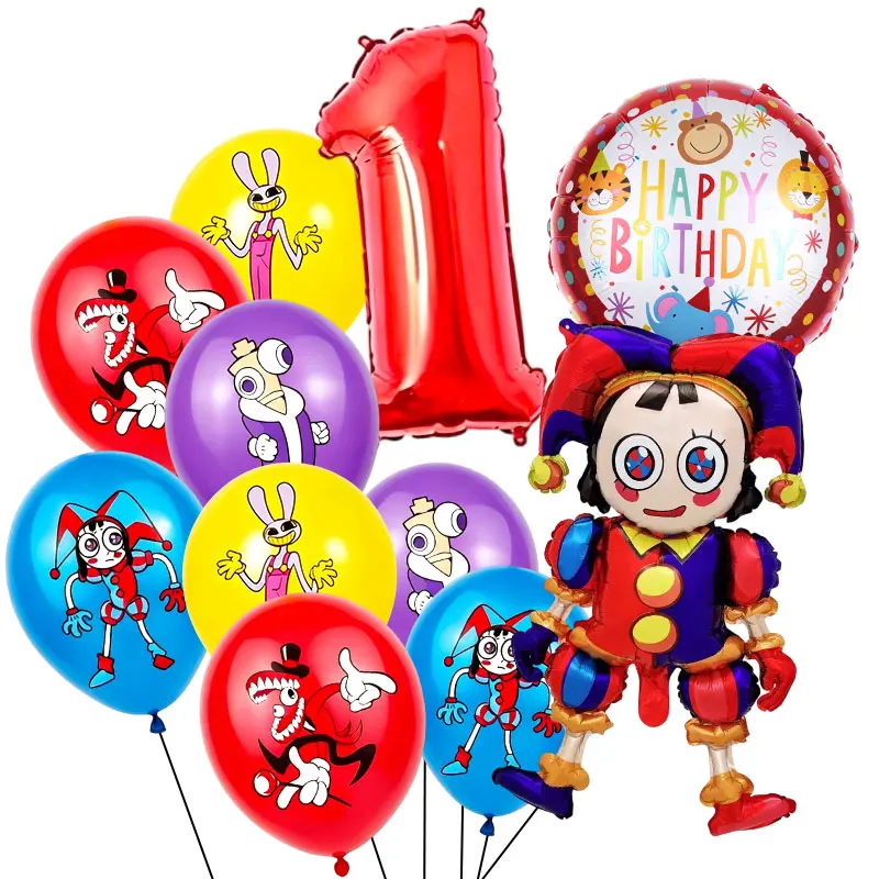 The Amazing Digital Circus Geburtstagsdekoration Tischgeschirr Becher Teller Servietten Ballon-Set Banner Hintergrund Geschenktüten Party-Zubehör – Detail 18