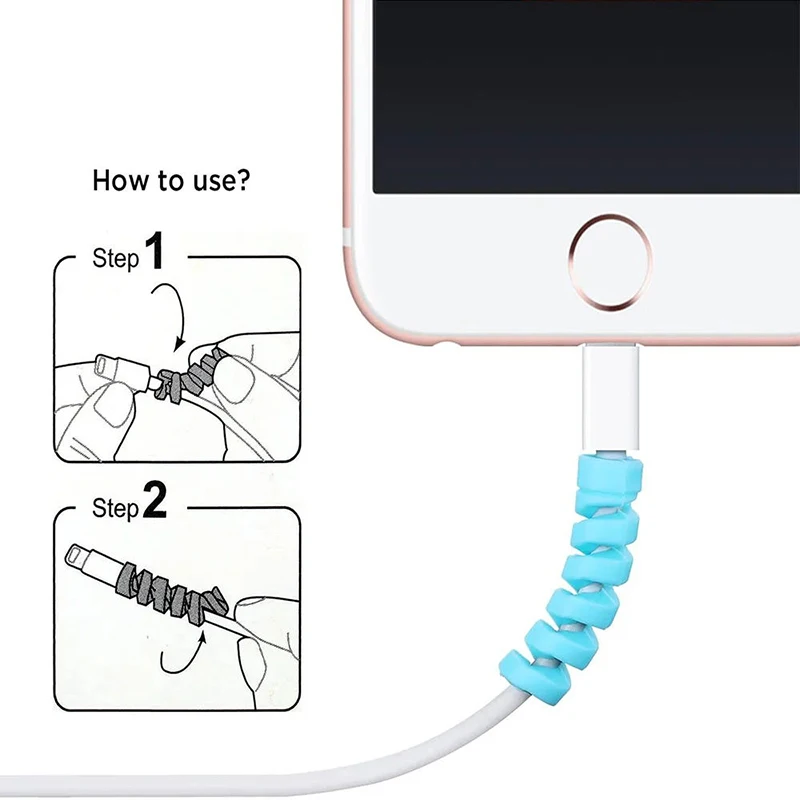 10PCS Cable Protector Cover Silicone Bobbin Winder for IPhone 13 Samsung S21 Xiaomi Poco Cable Charger Cable Cord Organizer Clip