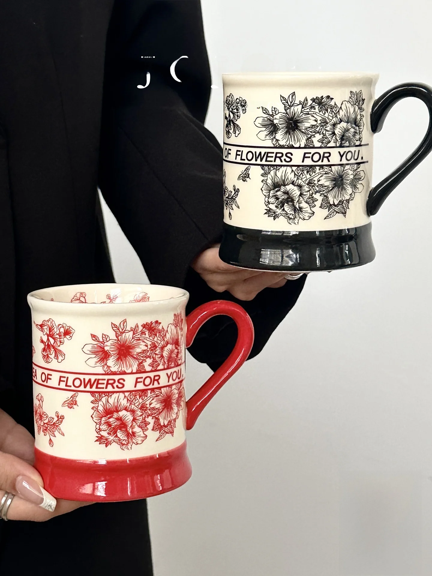 Taza de Té Vintage de Cerámica Hecha a Mano JOJOS L PDdrench, Alto Valor Estético, Diseño Floral, 400 ml, Uso Universal