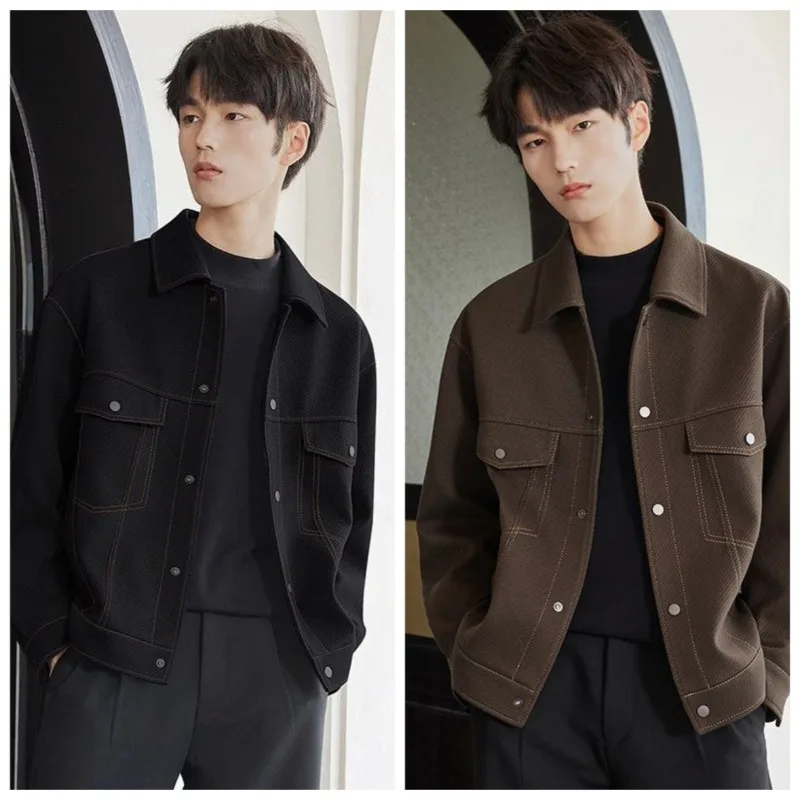 

Мужская мода, повседневная красивая коллекция, яркий дизайн, пальто, весна и осень, новая куртка-карго с лацканами, высокий уровень внешнего вида